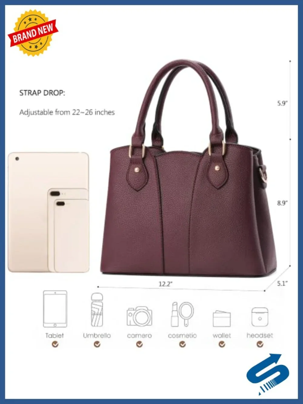 Vegan Leather Crossbody Purse Womens Tote Handbag Zipper Satchel